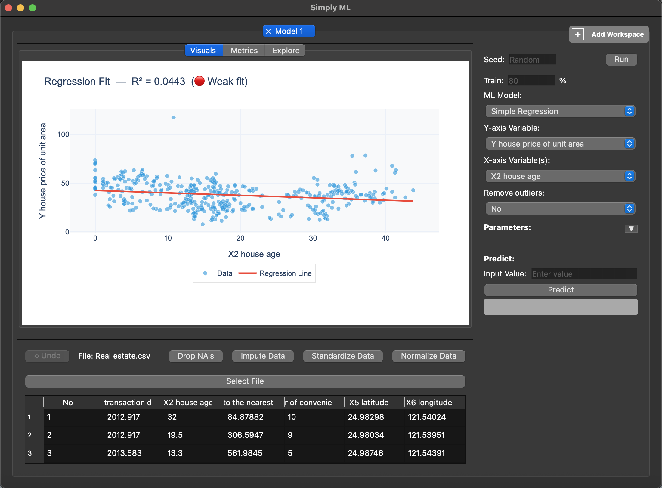Simply ML application screenshot